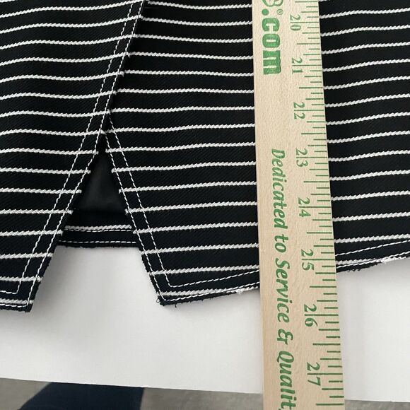 LAFAYETTE 148 Striped Blazer Sz 4 Devin Asymmetric Button Front Black Jacket - Picture 13 of 15